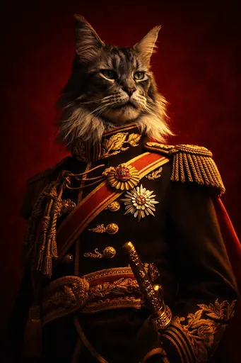 Ophelia 免費 AI 圖片生成器提示詞:Create a high-fashion editorial portrait of me dressed as Emperor Hirohito, insp…