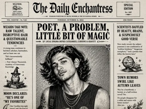 Opheliaai prompt:Transform the person in the uploaded photo into a whimsical black-and-white vint…