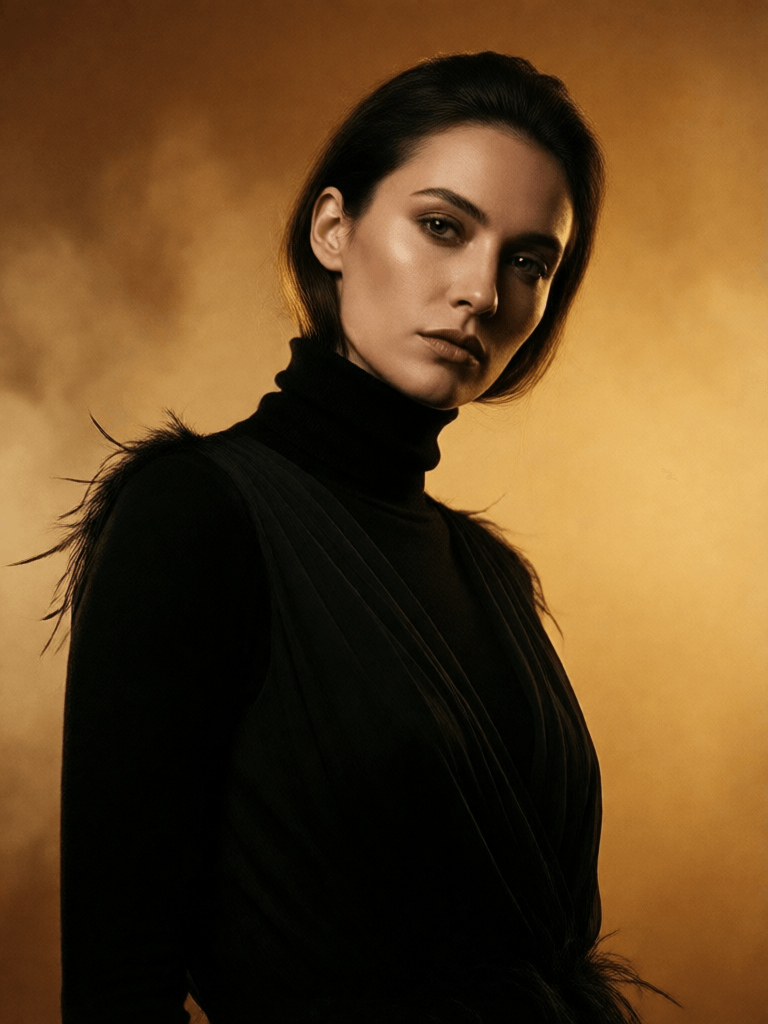 Ophelia เครื่องมือสร้างภาพ AI ฟรี – พรอมต์:fashion editorial photography, front shot, upper body, professional female model…