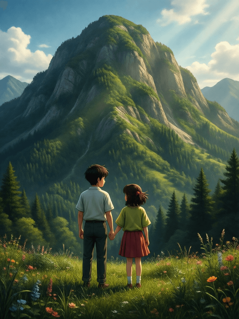 Ophelia generatore di immagini IA gratuito – prompt:a highly detailed matte painting of a young boy and girl at the bottom of a huge…