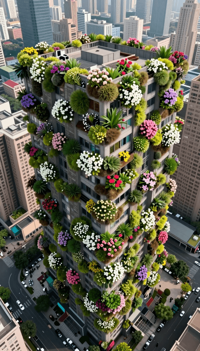 Opheliaai prompt:The surface is covered with flowers and plants,Spring feeling architecture,The s…