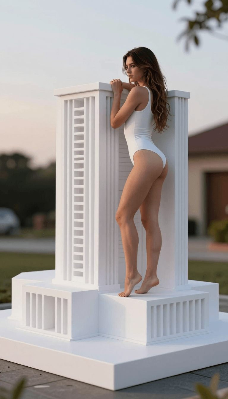 Opheliaai พรอมต์:Turn,Turn the picture of the white architectural model into a realistic renderin…