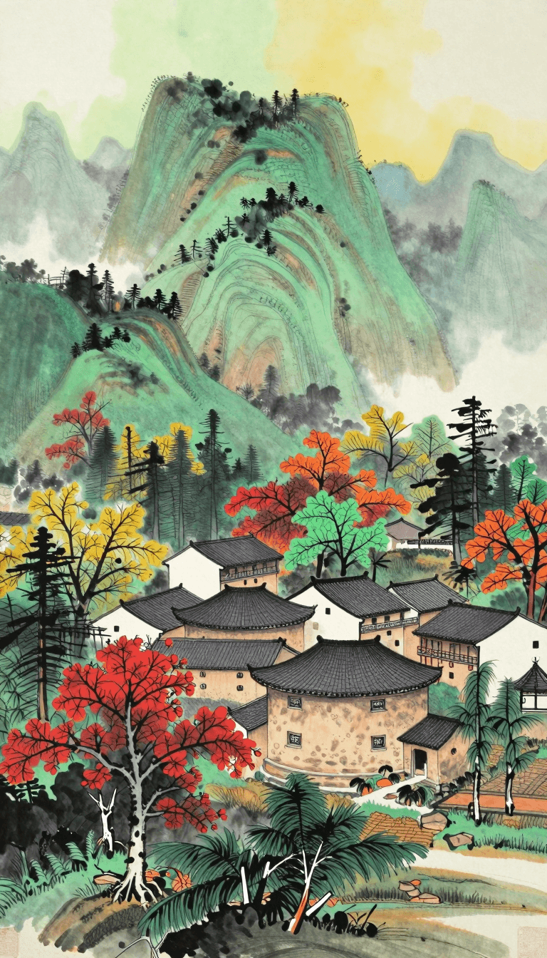 Opheliaai prompt:kun,This is a traditional Chinese ink and watercolor painting depicting a serene…