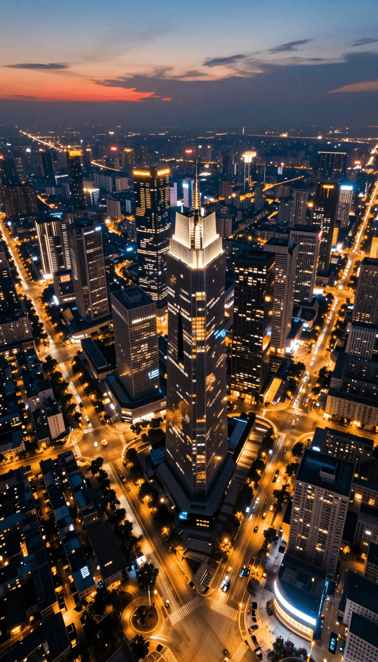 Opheliaai prompt:forming ribbons of light, giving static buildings a dynamic rhythm., glass facad…