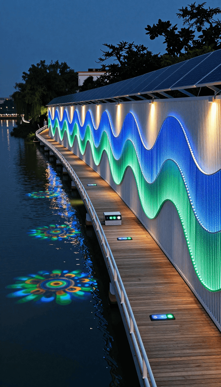 Opheliaai промпт:Landscape lighting,Lighting design,A 300-meter-long interactive lighting corrido…