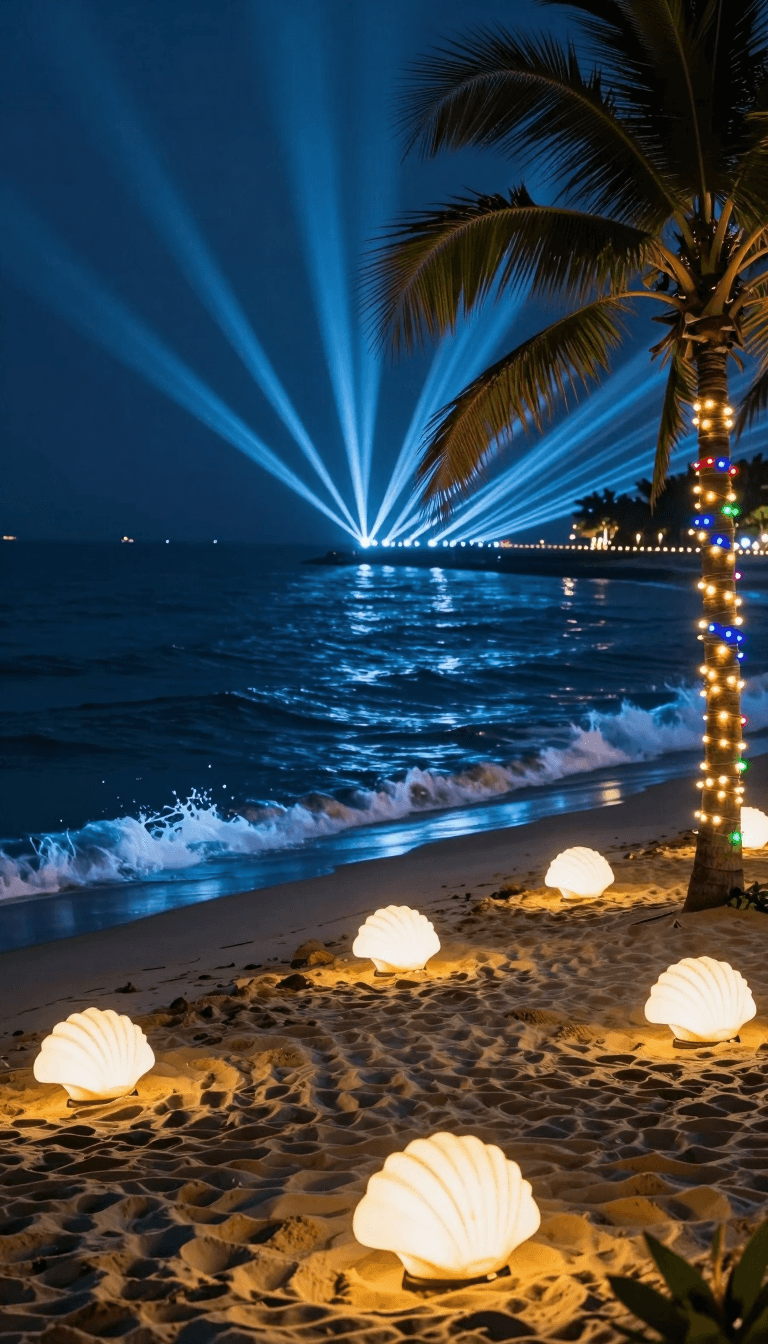 Opheliaai prompt:Landscape lighting,Lighting design,In the coastal beach area, saltwater-resistan…