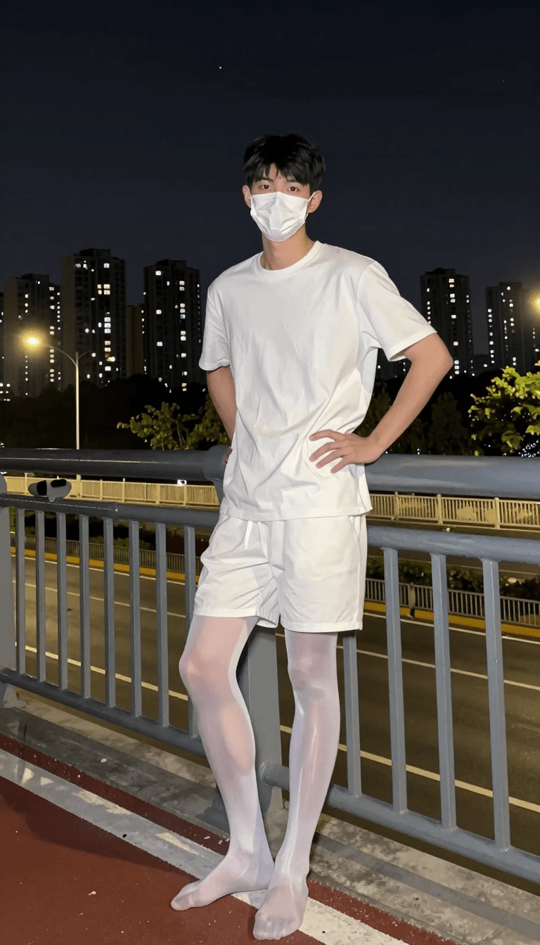 Opheliaai Prompt:handsome boy,handsome boy, full body, Captured at eye-level on a high-rise bridg…