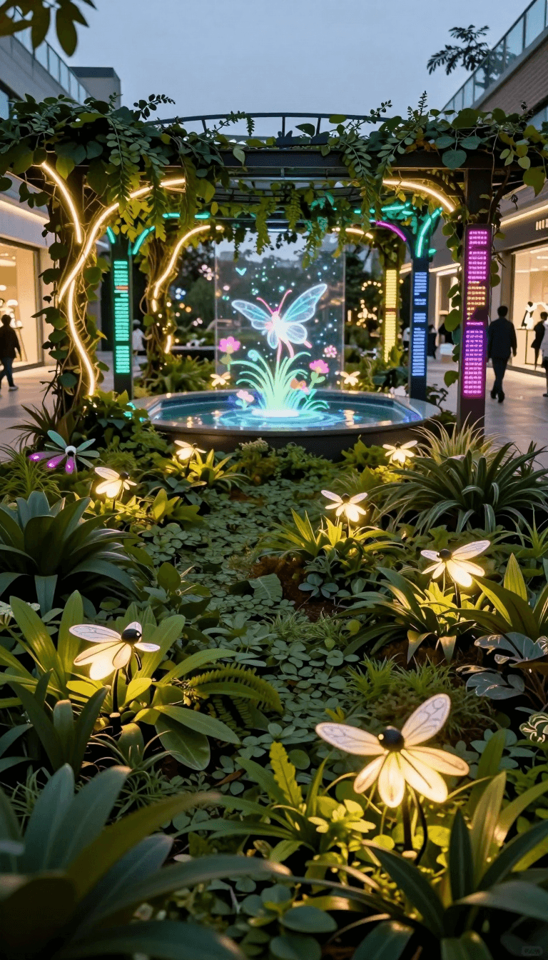 Opheliaai prompt:Landscape lighting,Lighting design,The rooftop garden of the commercial complex…