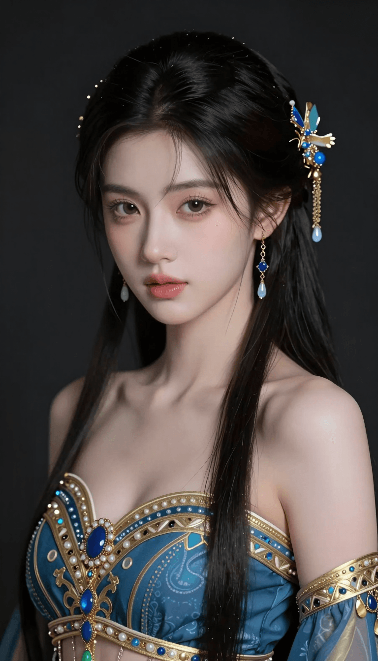 Opheliaai prompt:This is a highly detailed digital artwork of a young,fair-skinned woman with lon…