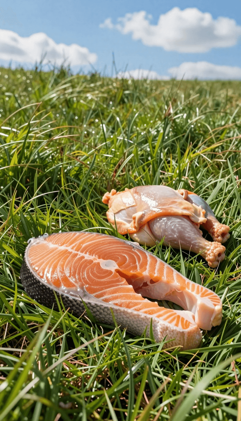 Opheliaai prompt:Main body: The grass is neatly arranged with tender and juicy chicken and salmon…