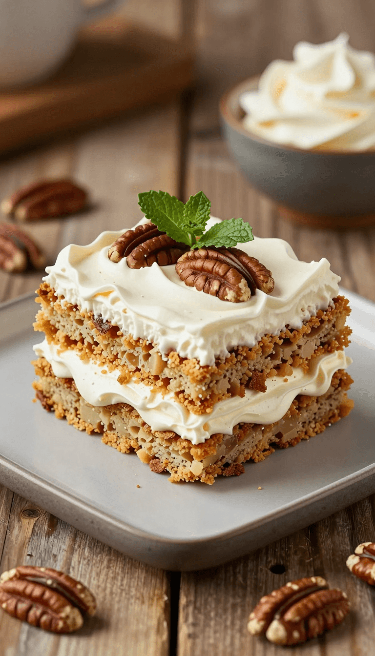 Opheliaai พรอมต์:This is a high-resolution photograph of a multi-layered dessert. The subject is…