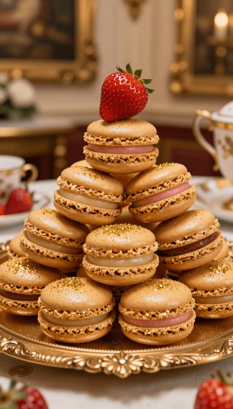 Opheliaai prompt:This photograph captures an elegant and luxurious scene featuring a tray of gold…