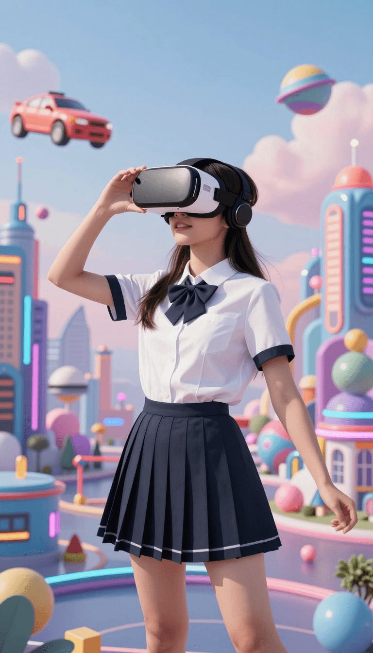 Opheliaai プロンプト:With the theme of the metaverse,the composition is complete. The protagonist is…