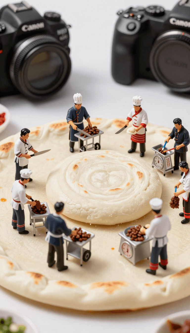 Opheliaai prompt:Miniature photography,a group of small Chinese chefs dressed in Hui ethnic cloth…