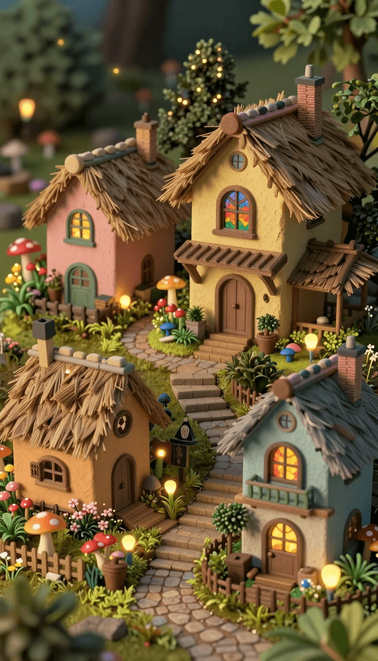 Opheliaai промпт:miniaturized fairy tale village,whimsical diorama,Studio Ghibli style,pastel-col…