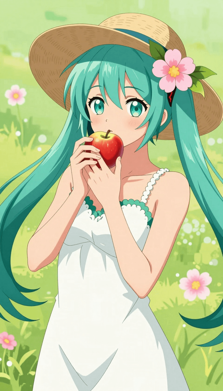 Opheliaai промпт:ydjs style,xcwyum,191Flat Coloring,1girl,solo,long hair,hat,holding,twintails,up…