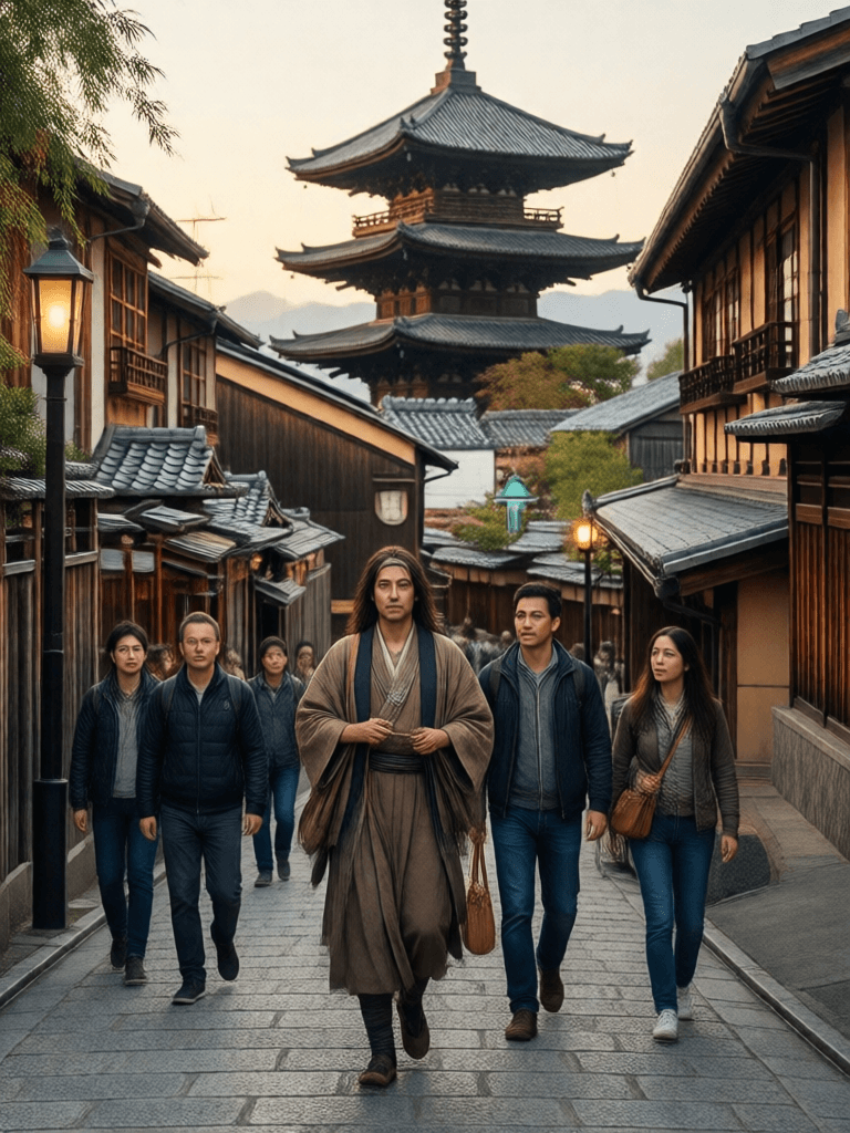 Opheliaai prompt:kyoto, walking tour japan, in the style of hinchel, villagecore, manga-influence…