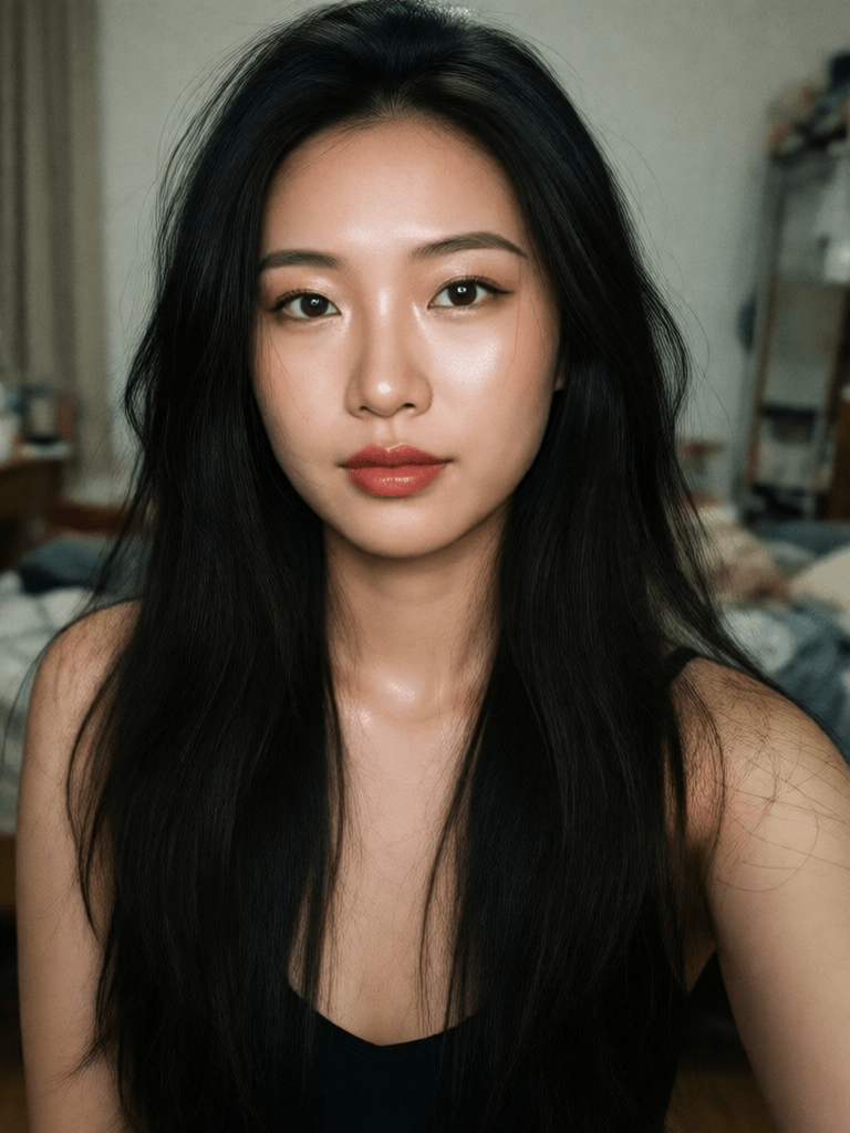 Ophelia trình tạo ảnh AI miễn phí – prompt:Chinese model poses for a selfie, in the style of social media influencers, webc…