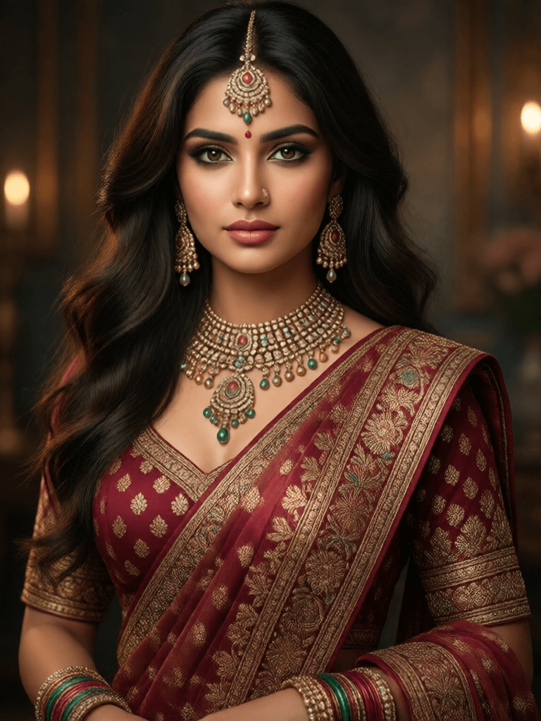 Ophelia 免費 AI 圖片生成器提示詞:Create a sexy girl in india style. and look like sexy.