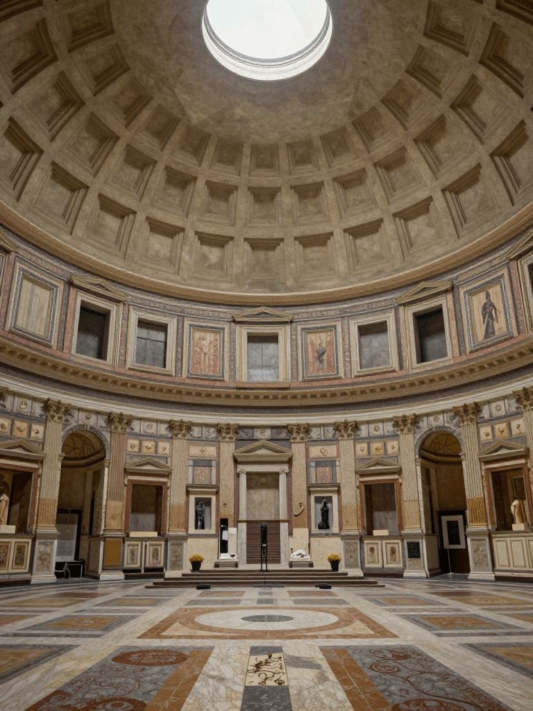 Ophelia เครื่องมือสร้างภาพ AI ฟรี – พรอมต์:the pantheon rome louvre, in the style of domestic interiors, 19th century ameri…