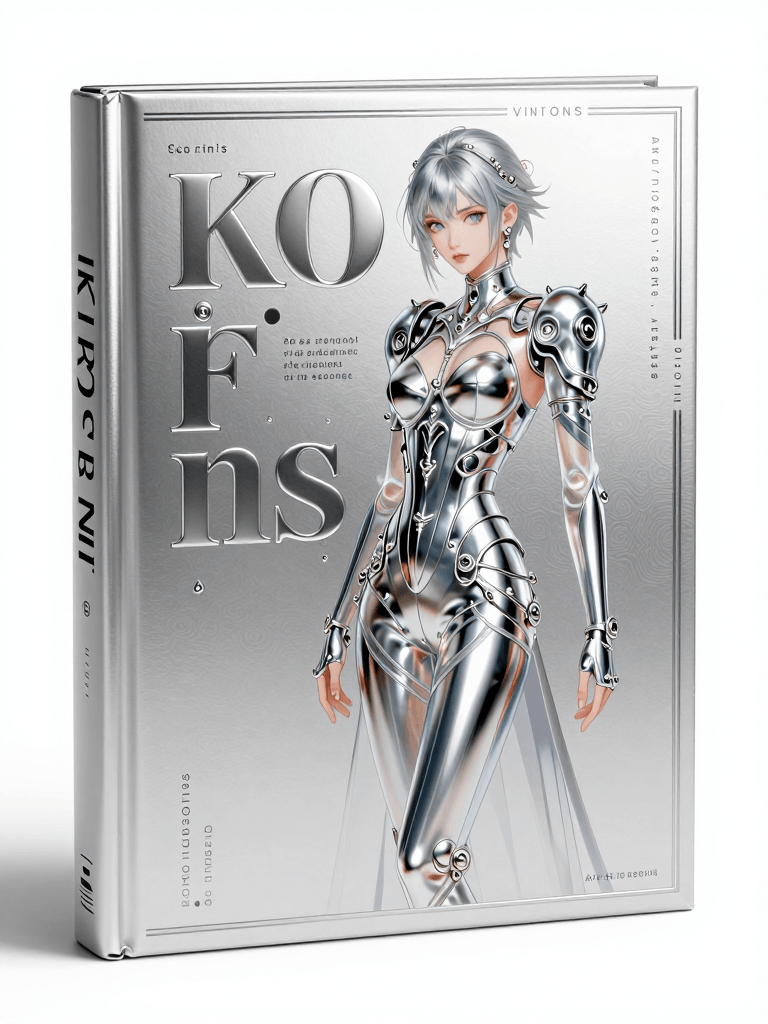 Ophelia free AI image generator prompt:ko rin's new book in a silver, in the style of futuristic glamour, official art,…