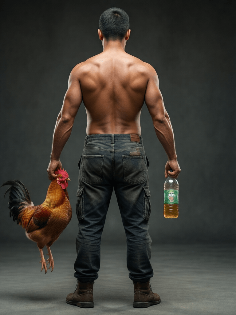 Ophelia เครื่องมือสร้างภาพ AI ฟรี – พรอมต์:หันตัวยืนตรง เอาไก่ออก และขวดออก