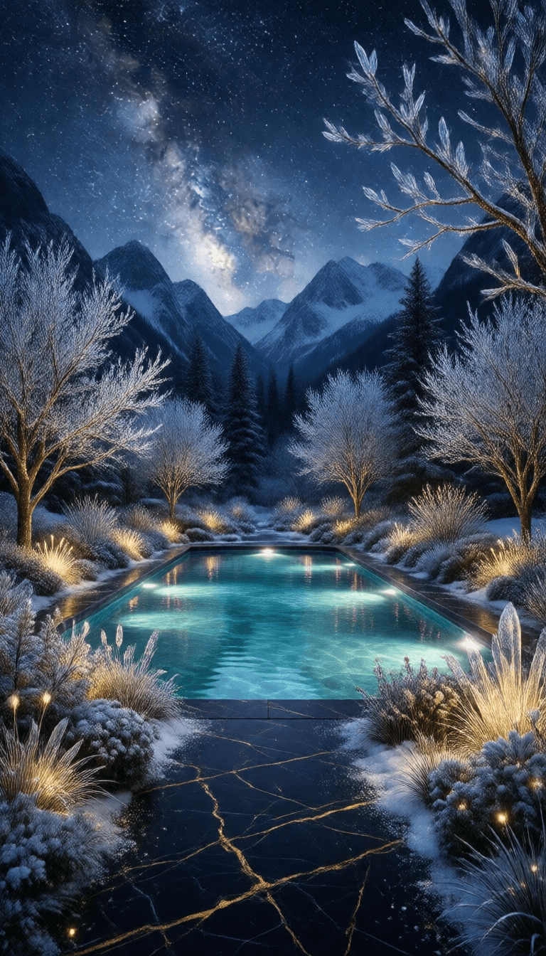 Ophelia เครื่องมือสร้างภาพ AI ฟรี – พรอมต์:beautiful winter night landscape with mountains and trees in snow, wide angle, c…