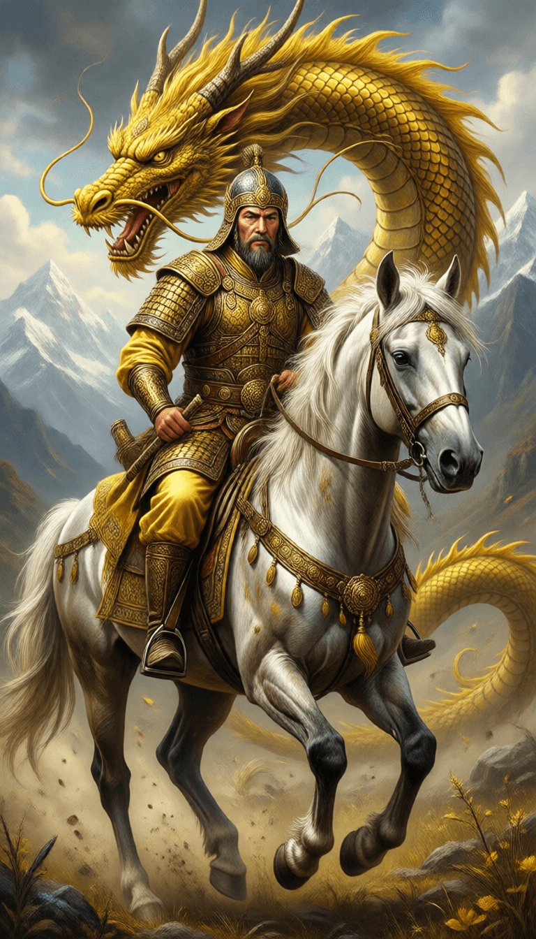 Ophelia 免费 AI 图片生成器提示词:horse rider, in the style of cinematic montages, dragon art, franciszek starowie…