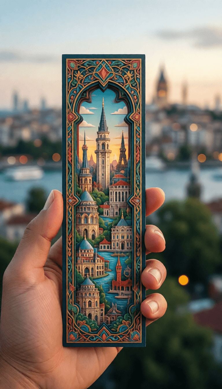 ‏Ophelia مولّد صور بالذكاء الاصطناعي مجاني – برومبت:Your city { "image_request": { "subject": "A person's hand holding a long, narro…