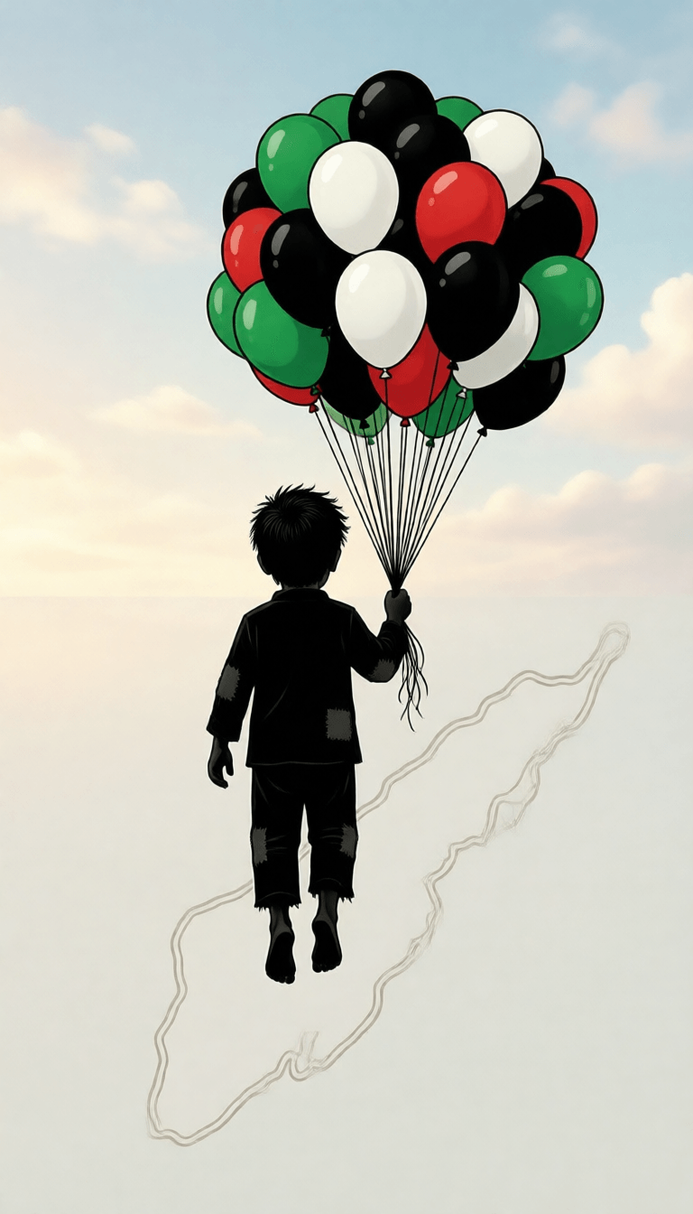 Ophelia free AI image generator prompt:Minimalist black silhouette illustration in the classic style of Naji al-Ali…