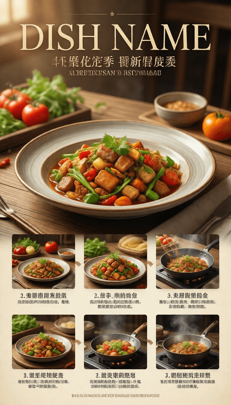 Ophelia free AI image generator prompt:Create a premium food preparation poster for [ DISH NAME ], with a beautiful her…