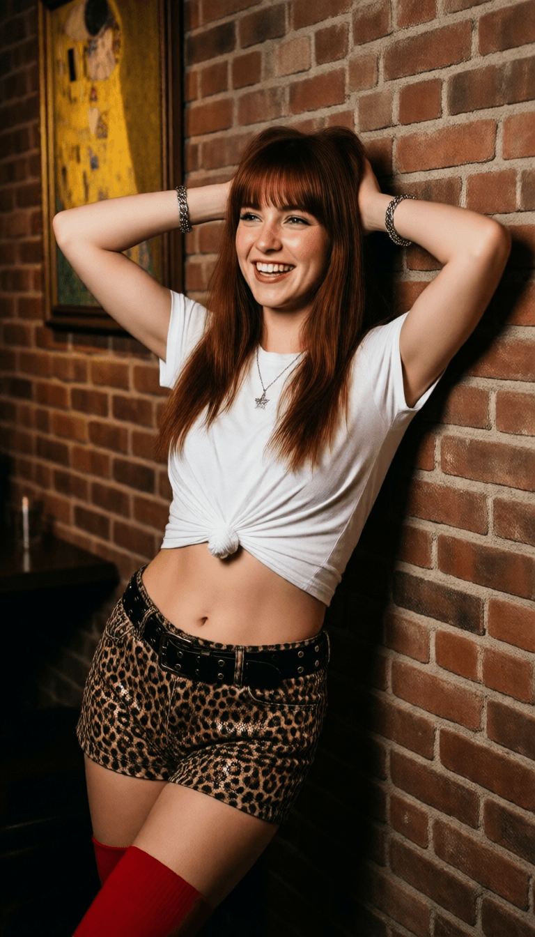 Ophelia trình tạo ảnh AI miễn phí – prompt:{ "image_description": { "subject": { "type": "Young woman", "pose": "Standing,…