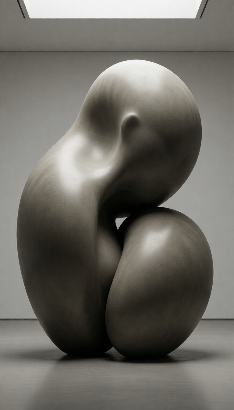 Ophelia kostenloser KI‑Bildgenerator‑Prompt:Ultra-high-end abstract composition. Large smooth sculptural forms with realisti…