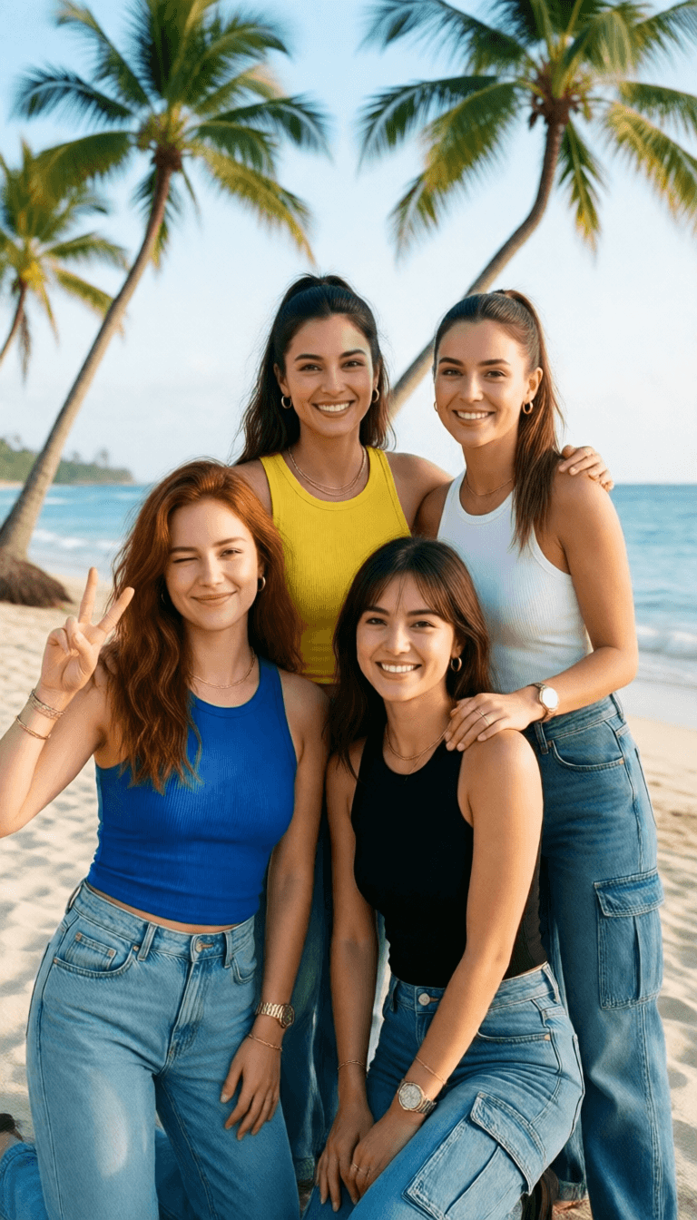 Ophelia générateur d’images IA gratuit – prompt:A medium shot of four famous actresses, Ana de Armas, Millie Bobby Brown, Sadie…