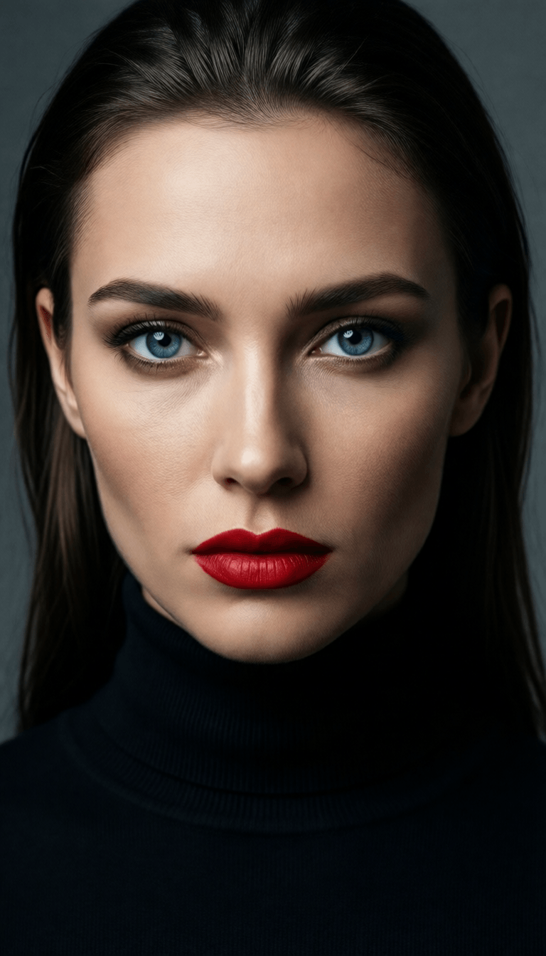 Ophelia free AI image generator prompt:A hyper-realistic, high-resolution studio portrait of a young woman with strikin…