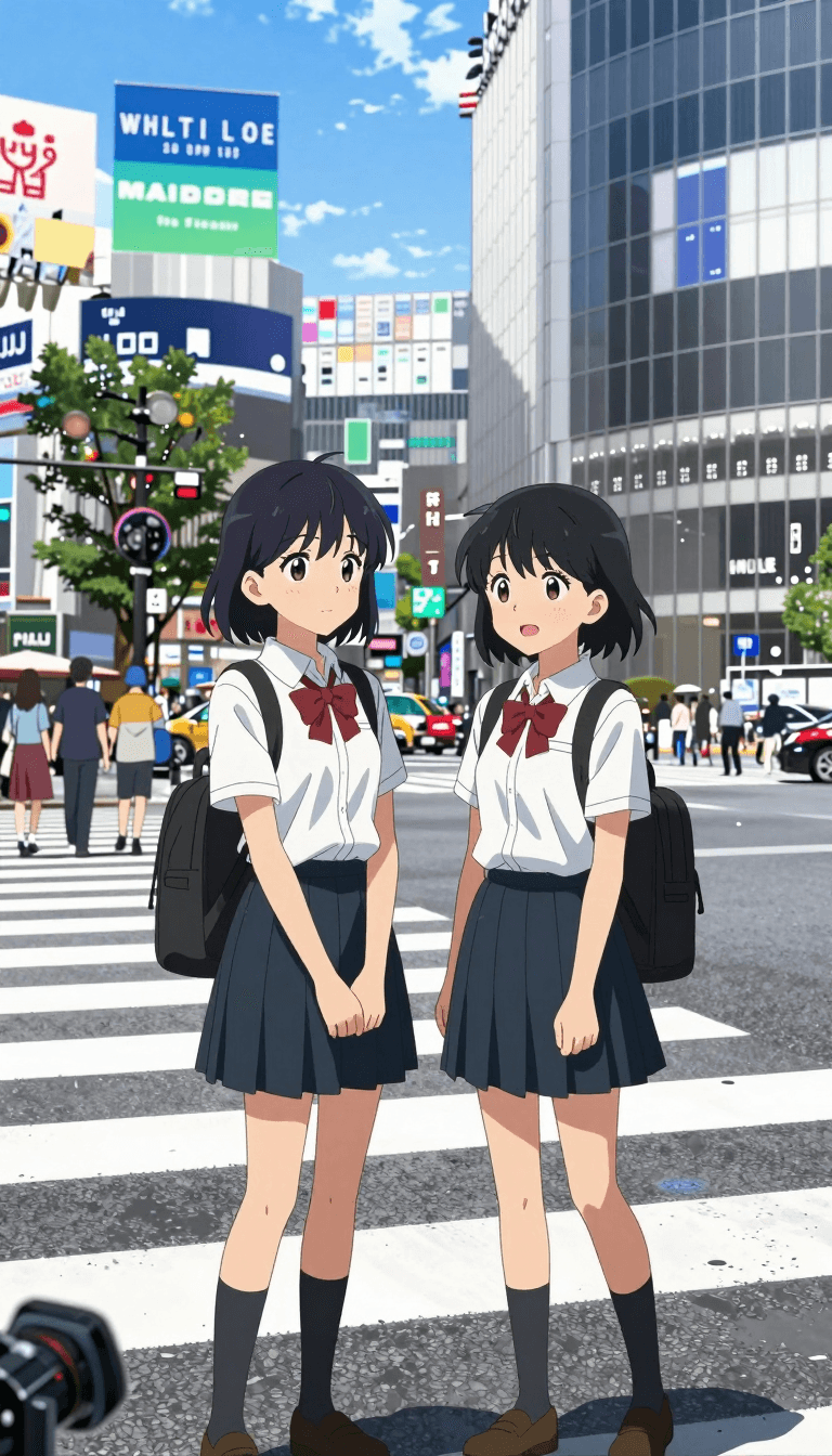 Ophelia เครื่องมือสร้างภาพ AI ฟรี – พรอมต์:Theme: Two people's friendship. Style instructions (Character: Japanese ani…