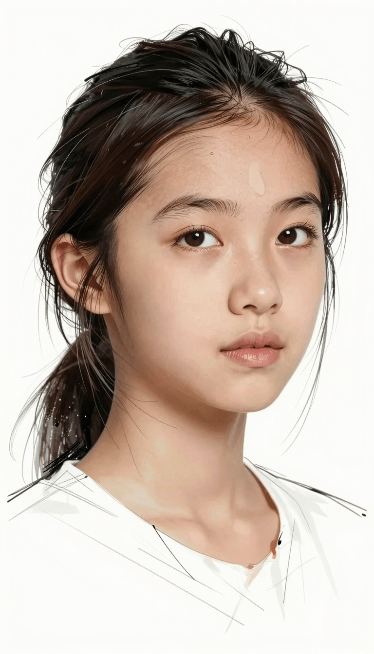 Ophelia générateur d’images IA gratuit – prompt:Create a vertical 3:4 digital splashes-and-ink portrait using my photo as the su…