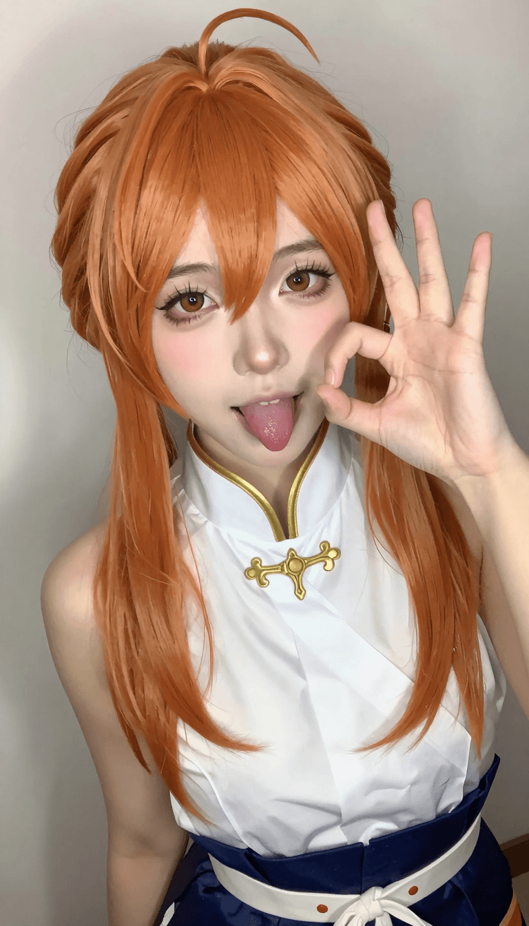 Ophelia free AI image generator prompt:Shoot an Instagram-style Nami cosplay portrait, using a top-down angle. Her righ…
