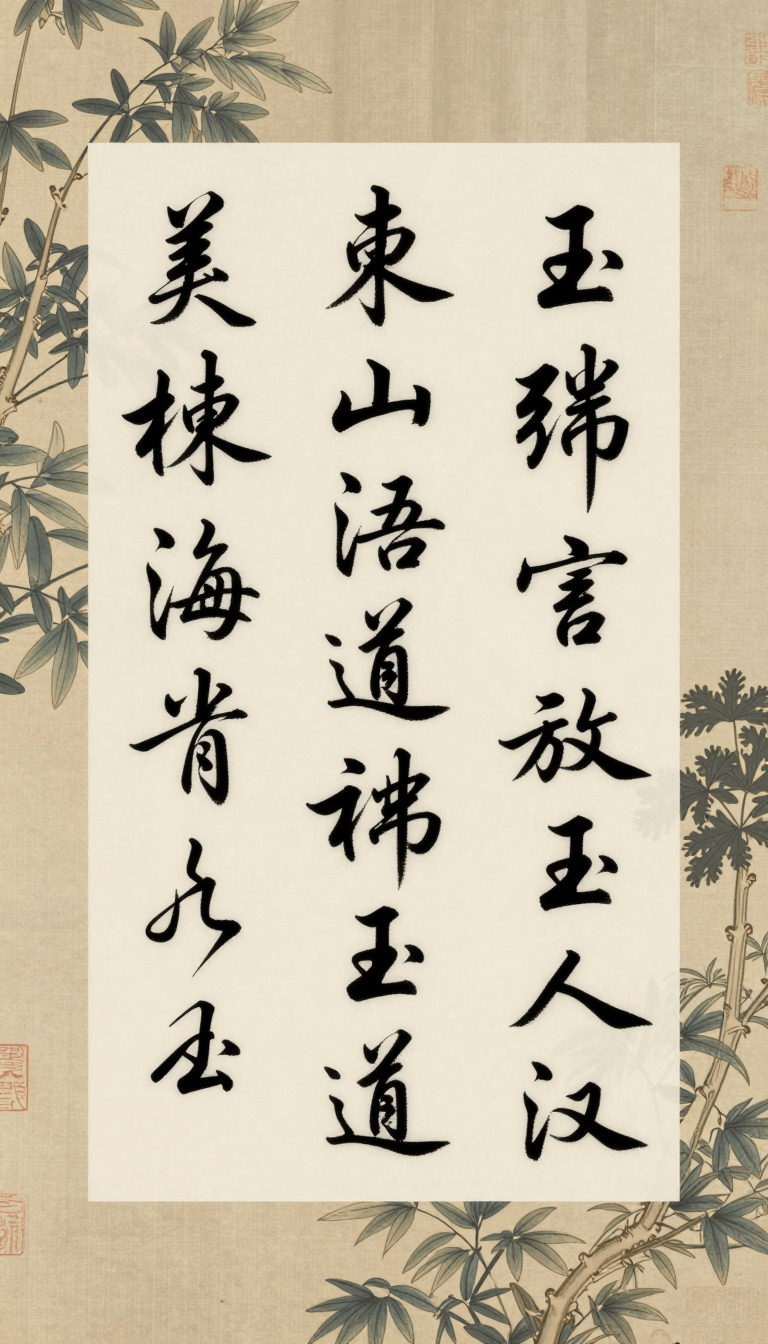 Ophelia бесплатный генератор изображений ИИ – промпт:Combining the content from Wang Xizhi's "Lantingji Xu", generate a calligraphy c…