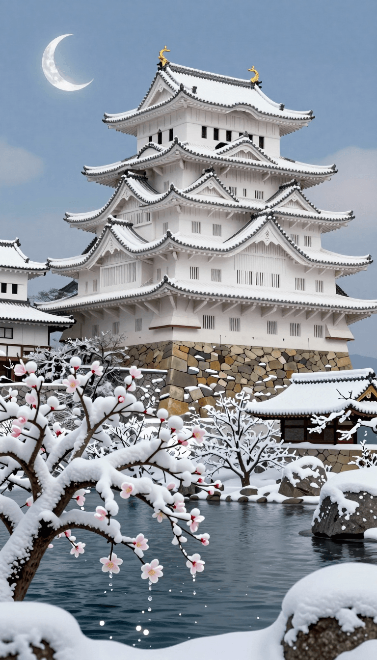 Ophelia generatore di immagini IA gratuito – prompt:Snowy Himeji Castle [Mirror Flower, Water Moon] Well, this doesn't happen, so it…