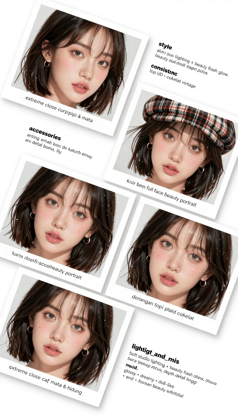 Opheliaai موجه:{ "collage": { "style": { "type": "ultra high-quality hyper-realistic beauty edi…