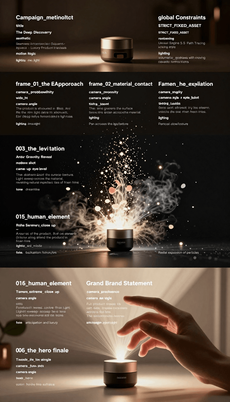 Opheliaai prompt:{ "campaign_metadata": { "title": "Seamless Motion Sequence - Luxury Product Rev…