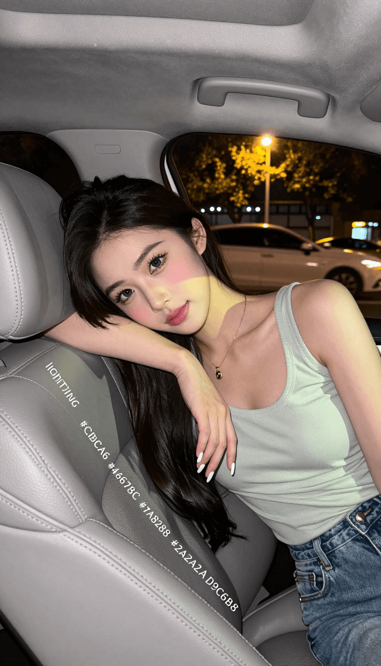 Opheliaai 提示詞:{ "lighting": { "source": "Mixed artificial light sources. The primary source is…