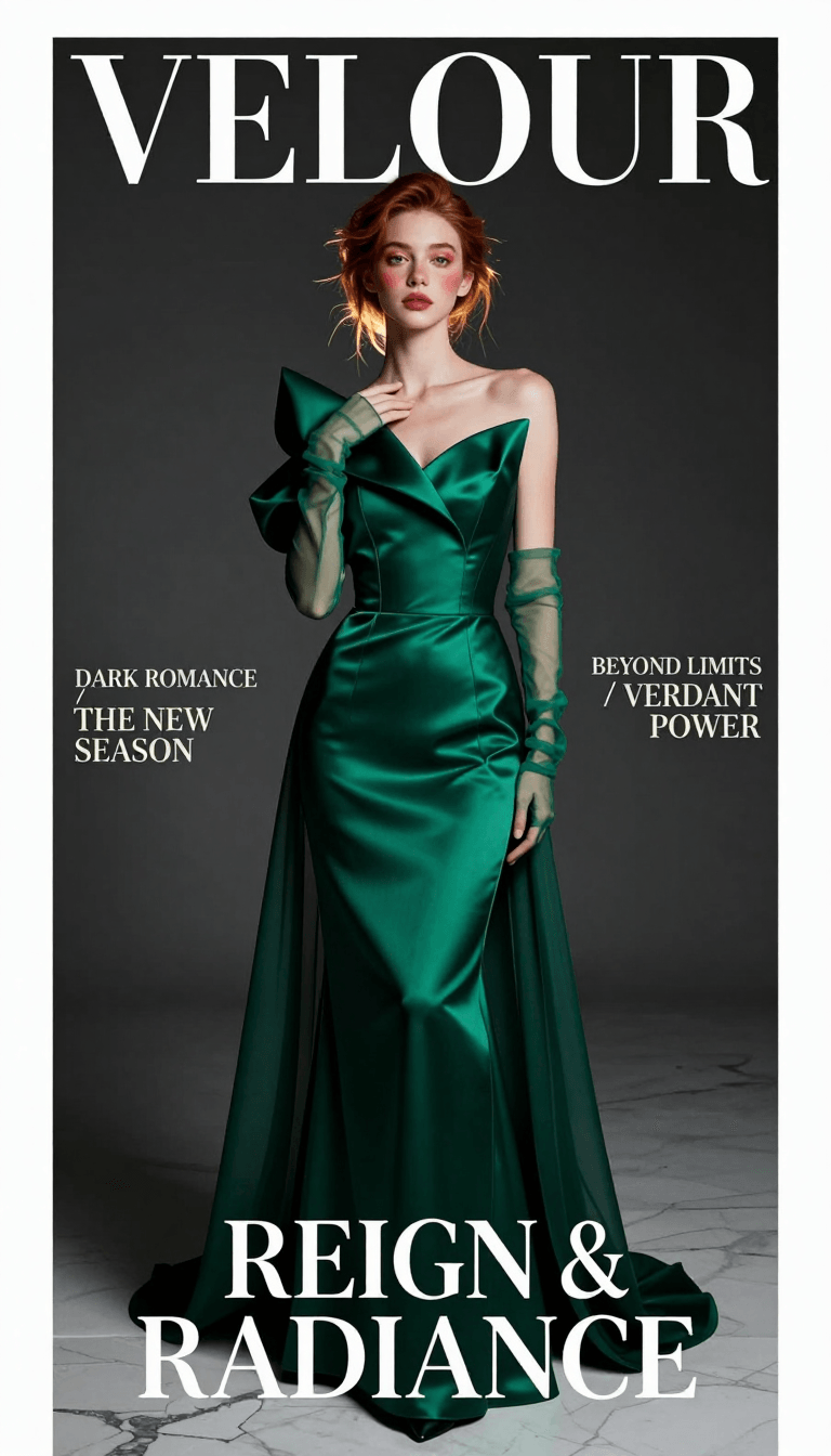 Opheliaai prompt:A stunning luxury fashion magazine cover for a fictional brand called "VELOUR" —…