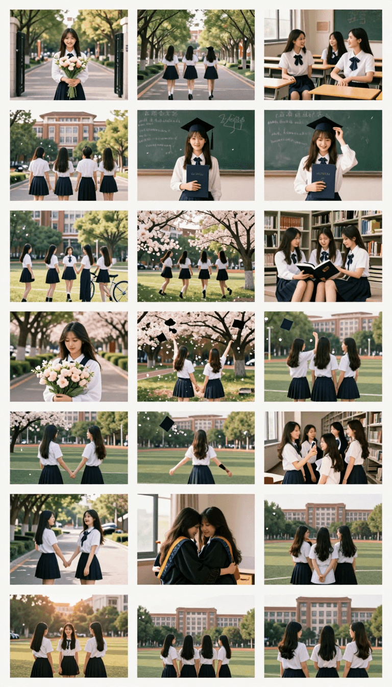 Opheliaai prompt:[ SUBJECT ]: a young East Asian graduate girl and her close female friends [ GRI…