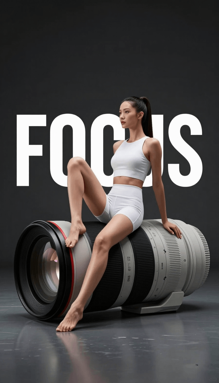 Opheliaai prompt:Luxury tech fashion campaign, oversized professional telephoto camera lens place…