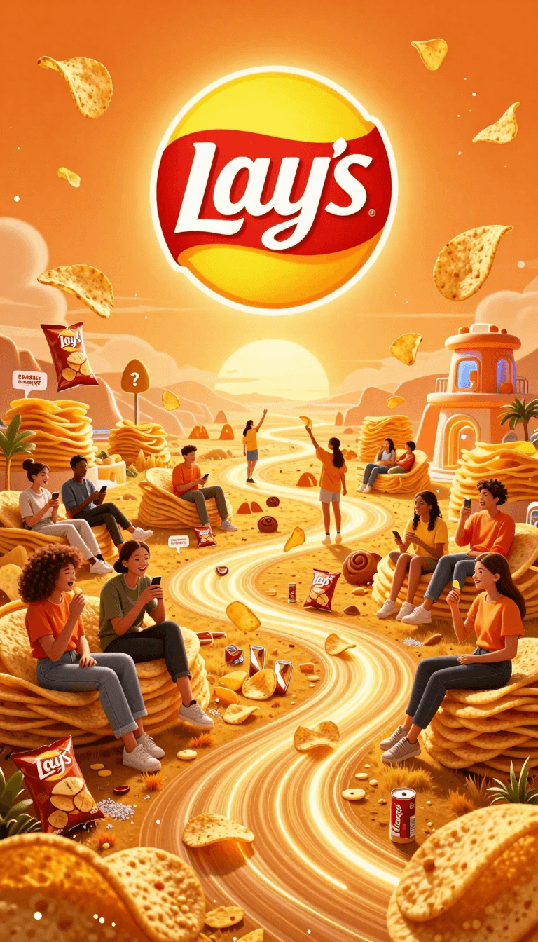 Opheliaai Prompt:CORE RULE: Everything must be derived from the Lay’s logo (orange variant): vibr…