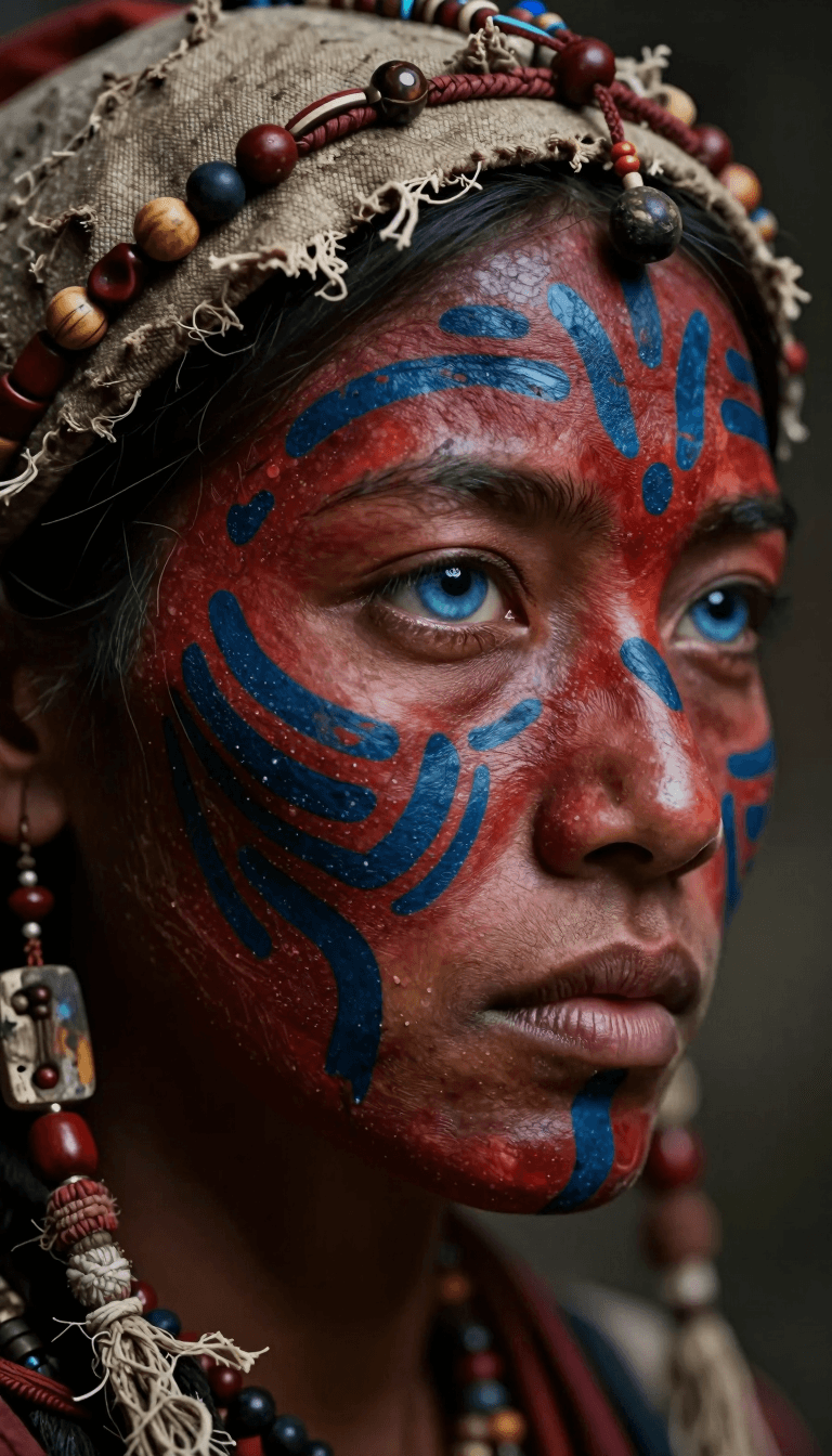 Opheliaai موجه:"A dramatic ultra-realistic portrait of a woman shown in extreme close-up, only…