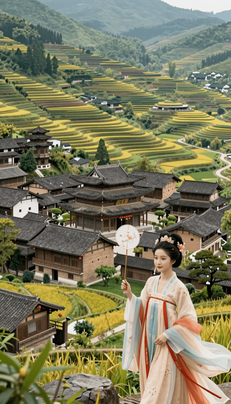 Opheliaai prompt:The splendor of Ancient China lies within its landscapes. Ancient dwellings, ter…