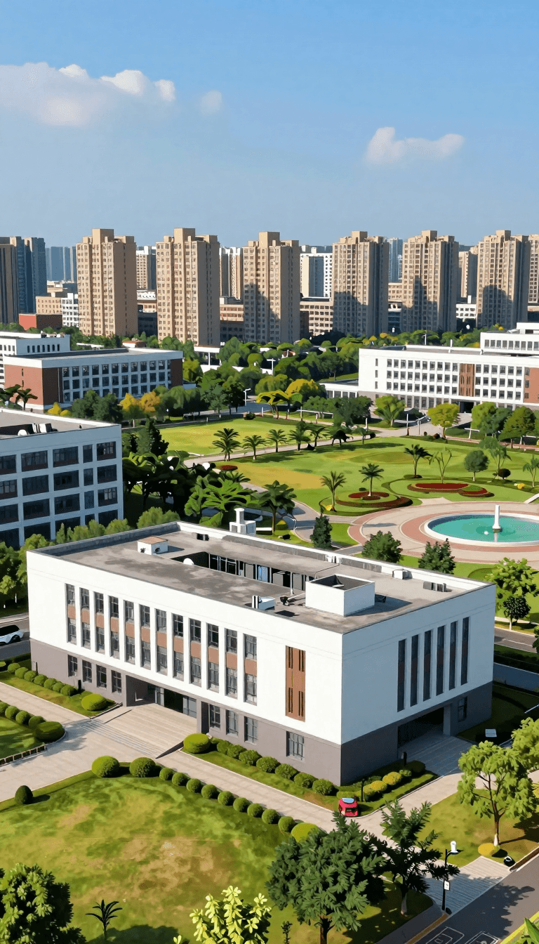 Opheliaai Prompt:Chinese style illustration,sprawling campus on a bright,sunny day. The foregroun…